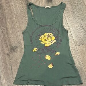 Ed Hardy Green Fitted Sleeveless Tank Top